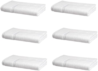 Amazon Basics Premium 100% Cotton Absorbent Soft Bath Mat, Machine Washable, 684 GSM, 20" x 30", White, Hotel Spa Bathmats, 6-Pack (Previously AmazonCommercial)