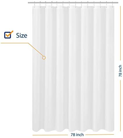 N&Y HOME Fabric Shower Curtain Liner Wide and Long 78 x 78 inches, White
