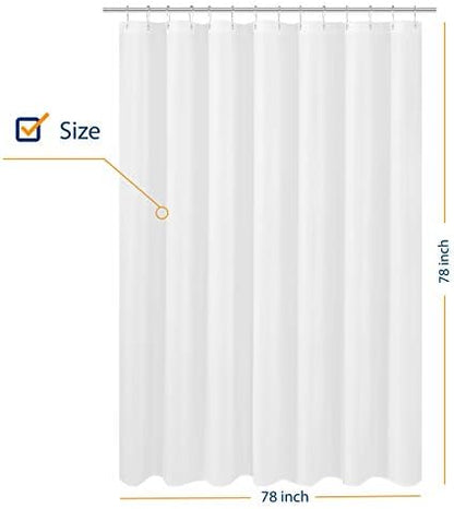 N&Y HOME Fabric Shower Curtain Liner Wide and Long 78 x 78 inches, White