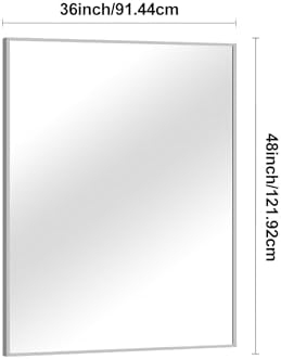 BONEWEI Silver Bathroom Mirror,36x48 inch Wall Mirror for Bathroom Wall Mounted,Large Rectangle Mirror for Bathroom Over Sink,Modern Metal Frame for Living Room,Bedroom Entryway,Horizontal/Vertical
