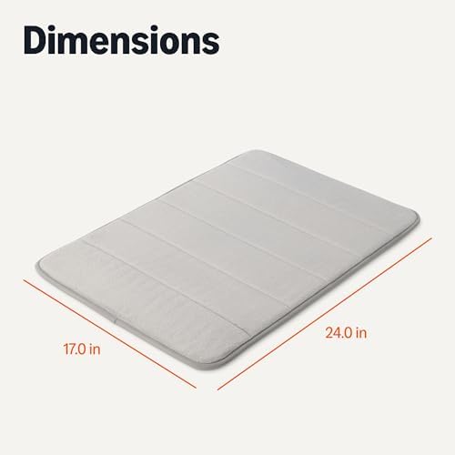 Amazon Basics Absorbent & Fast Dry Plush Memory Foam Bath Mat, Non-Slip Backing, 17 x 24 in, Light Gray