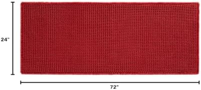 TYUU Waffle Runner Rug Bathroom, Long Boho Bath Mat, 72x24 Burgundy