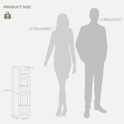 BEWISHOME Slim Bathroom Storage Cabinet, 2 Doors Small Bathroom Cabinet