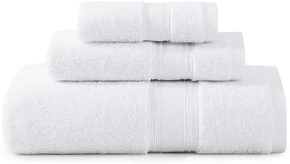 LANE LINEN Bath Towel Set 100% Cotton 3 Piece Soft Absorbent - White