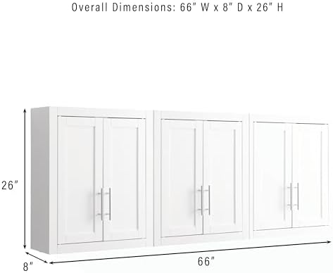 Crosley Furniture Savannah 3-Piece Wall Storage Cabinet Set