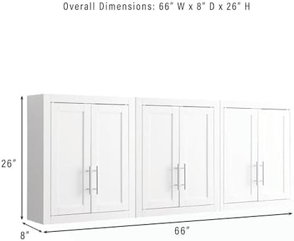 Crosley Furniture Savannah 3-Piece Wall Storage Cabinet Set
