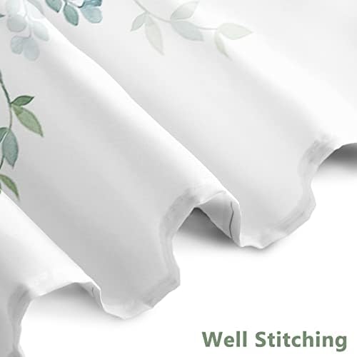 AWERT Plant Shower Curtain for Bathroom Sage Green Eucalyptus Waterproof Quick-Drying Green Leaves Shower Curtain Set with Hooks 72x84 Inch
