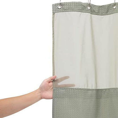N&Y HOME Stall Waffle Weave Shower Curtain with Snap-in Liner 36x72, Sage