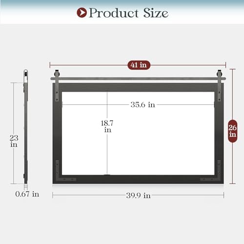 Farmhouse Mirror 41x26 Inch, Black Rustic Bathroom Mirror, Vanity Wood Framed Rectangular Wall Decorative Mirrors for Entryway, Living Room, Bedroom