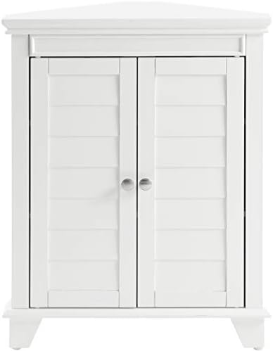 Crosley Furniture Lydia Corner Storage Cabinet and Bathroom Organizer with Shelves, White