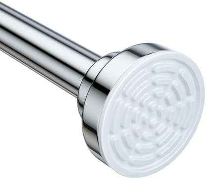 Ausemku Shower Curtain Rod - 32-92 Inch Rustproof Tension Rod, Non-Slip Spring Design, No Drilling Adjustable Curtain Rod for Bathroom, Kitchen, and Closet（Silver）