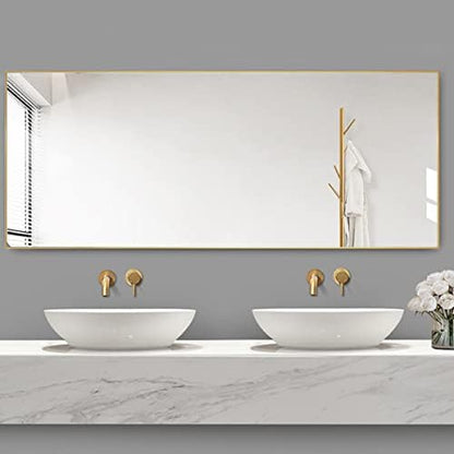 Dewfig Mirror Full Length, 64"X21" Floor Mirror, Rectangle Shape, Gold