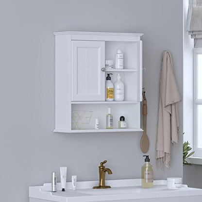 Spirich Bathroom Wall Cabinet with Beadboard Doors, White Medicine Cabinet