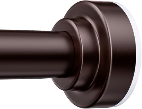 TEECK Shower Curtain Rod, 32-92 inch Adjustable Spring Tension Curtain Rod, Never Rust Anti-Slip Shower Curtain Rod for Bathroom, No Drilling, Never Collapse, Easy to Use, Brown