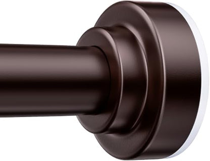 TEECK Shower Curtain Rod, 32-92 inch Adjustable Spring Tension Curtain Rod, Never Rust Anti-Slip Shower Curtain Rod for Bathroom, No Drilling, Never Collapse, Easy to Use, Brown