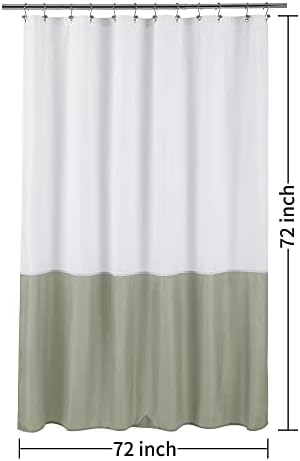 ALYVIA SPRING Waterproof Fabric Shower Curtain or Liner White/Sage, 72x72