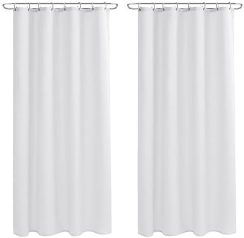 Nasitos Fabric Shower Curtain Liners with Magnets 2 Pcs 54X78 Inch White