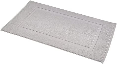 Amazon Basics Banded Bathroom Bath Rug Mat, Machine Washable, 100% Cotton, 31" x 20", Light Gray