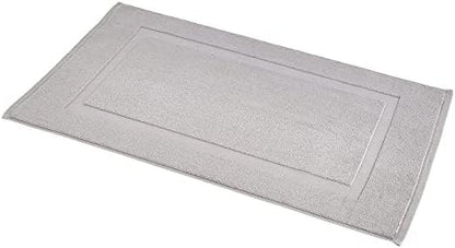 Amazon Basics Banded Bathroom Bath Rug Mat, Machine Washable, 100% Cotton, 31" x 20", Light Gray