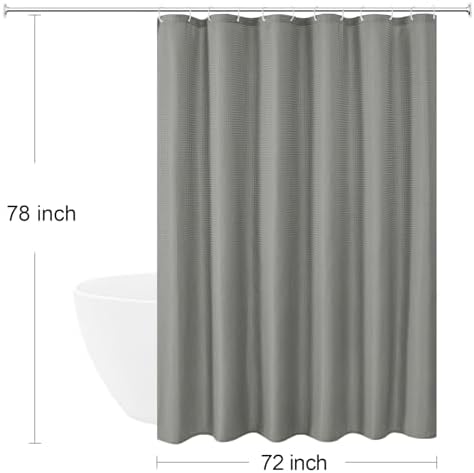 Gibelle Long 230GSM Heavy Duty Grey Shower Curtain, 72 x 78