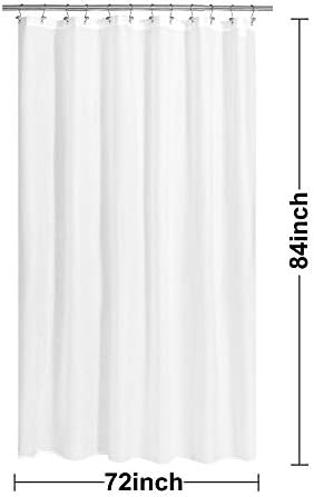 N&Y HOME Fabric Shower Curtain Liner Extra Long 72 x 84 Inches, White