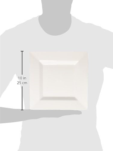 Party Essentials 40-Count Hard Plastic 9.5" Classic Square Lunch/Dinner Plates, White