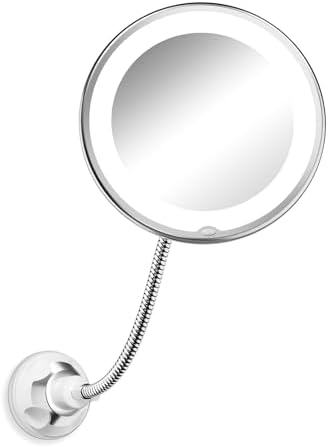 10x Magnifying Mirror with Light, Flexible Gooseneck Travel Make up Mirror