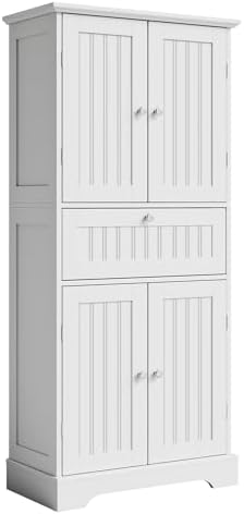 ChooChoo 51" H Bathroom Floor Cabinet with Drawer and Adjustable Shelves