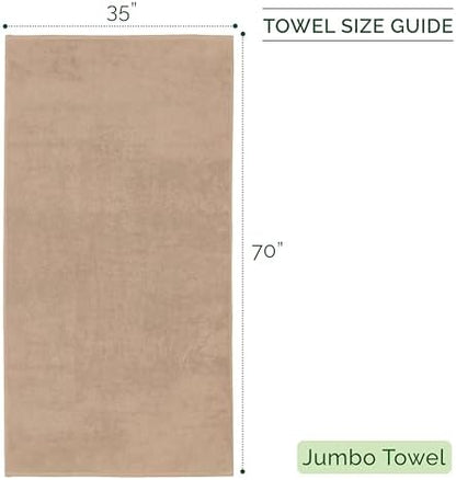 Elegant Comfort 100% Turkish Cotton Corduroy Ribbed Luxury Jumbo Bath Towel Ultra Soft - 35 x 70 Inch - Luxury Spa Premium Hotel Quality Highly Absorbent and Quick Dry Large Bath Towel, Taupe