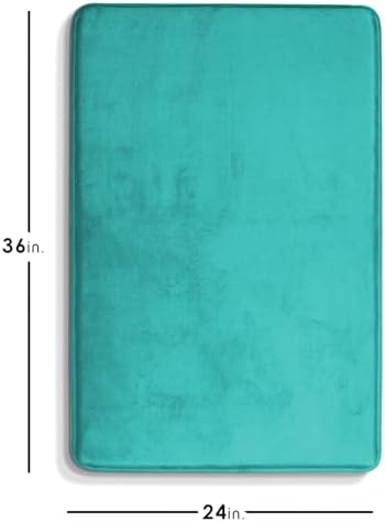 Clara Clark Bathroom Rugs, Velvet Memory Foam Bath Mat, Non-Slip Bath Rugs, Machine Wash, Dries Quickly, Ultra Soft Plush Bath Mats for Bathroom, 24 x 36, Teal Blue
