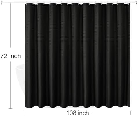 Gibelle Extra Wide Black Fabric Shower Curtain,108 x 72