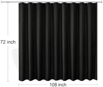 Gibelle Extra Wide Black Fabric Shower Curtain,108 x 72