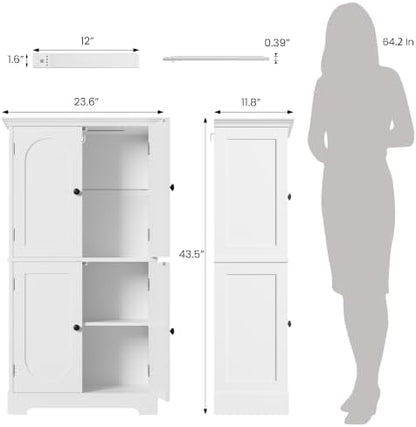 HAIOOU Bathroom Floor Cabinet with Motion Sensor Light - White