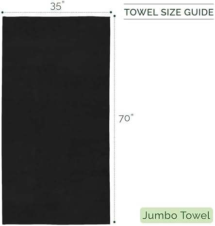 Elegant Comfort 100% Turkish Cotton Corduroy Ribbed Luxury Jumbo Bath Towel Ultra Soft - 35 x 70 Inch - Luxury Spa Premium Hotel Quality Highly Absorbent and Quick Dry Large Bath Towel, Black