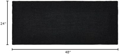 TYUU Black Waffle Bath Mat, Boho Bathroom Rugs Non Slip Washable, 48x24
