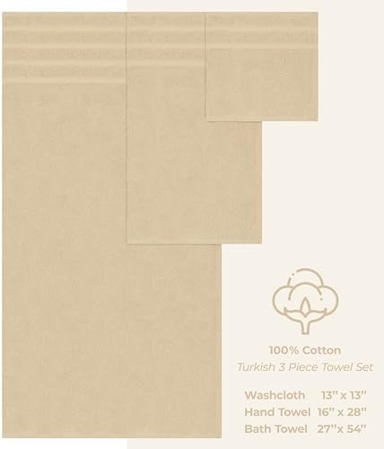 American Soft Linen 100% Cotton Luxury Turkish Towels, 3 Piece Towel Set