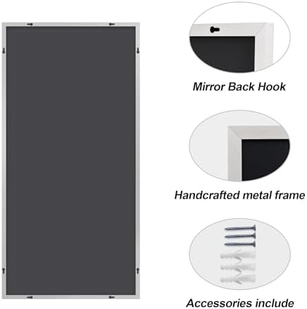 COFENY Silver Bathroom Mirror for Wall, 30x60 Inch Rectangle Mirrors with Metal Frame, Modern Vanity Large Wall Mirror for Bathroom Living Room, Entryway Hangs Horizontal or Vertical
