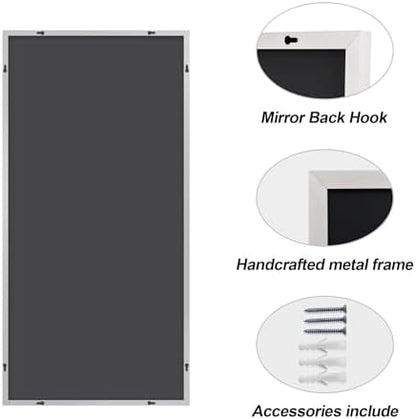 COFENY Silver Bathroom Mirror for Wall, 30x60 Inch Rectangle Mirrors with Metal Frame, Modern Vanity Large Wall Mirror for Bathroom Living Room, Entryway Hangs Horizontal or Vertical