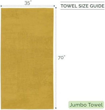 Elegant Comfort 100% Turkish Cotton Corduroy Ribbed Luxury Jumbo Bath Towel Ultra Soft - 35 x 70 Inch - Luxury Spa Premium Hotel Quality Highly Absorbent and Quick Dry Large Bath Towel, Gold