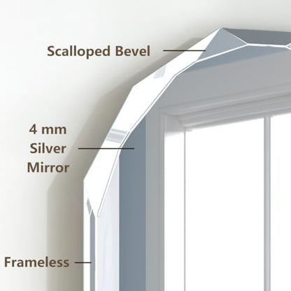 Silver Wall Mirror-Beveled Edge Frameless Mirror for Bathroom, Vanity, Bedroom, Rectangle Mirrors（28X20inch）