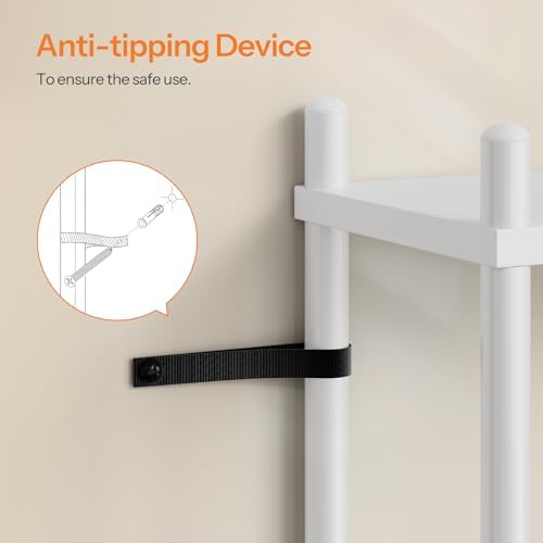 HOOBRO Over the Toilet Storage, 3-Tier Over Toilet Bathroom Organizer, Freestanding Above Toilet Shelf with Adjustable Feet, Space Saving, Easy Assembly, White WW63TS01