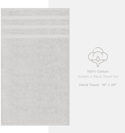 American Soft Linen 100% Cotton Luxury Turkish Towels, 4 PC Hand Towel Set