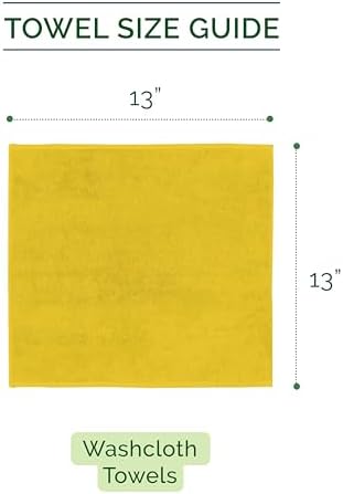 Elegant Comfort 100% Turkish Cotton Corduroy Ribbed Luxury Washcloths 6 Pack Soft 13 x 13 Inch - Higly Absorbent, Durable, Quick Dry, Spa Premium Hotel Quality for Bathroom or Travel, Yellow