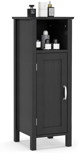 Giantex Narrow Bathroom Storage Cabinet with Adjustable Shelf (Black)