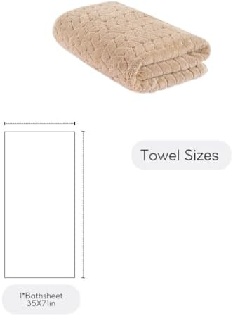 BAGNO MILANO Turkish Cotton Bath Towels, Hand Towels - Soft Plush Jacquard Collection Luxury Towels Set (Latte, Bath Sheet 35x70)