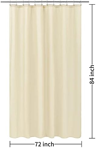 ALYVIA SPRING Extra Long Waterproof Fabric Shower Curtain Liner Cream 72x84