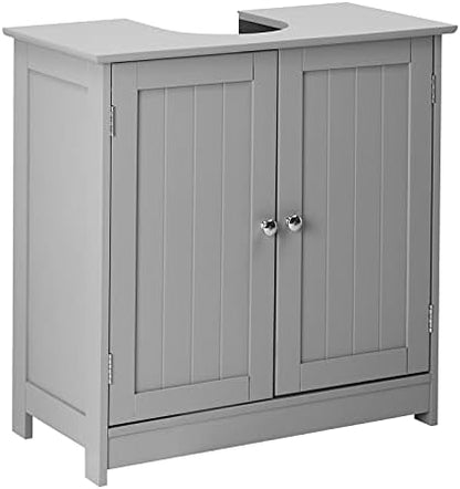 Bonnlo Pedestal Under Sink Storage Bathroom Vanity with 2 Doors Traditional Bathroom Cabinet Space Saver Organizer 23 5/8" x 11 7/16" x 23 5/8" (L x W x H) (Grey)