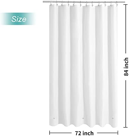 Mrs Awesome Extra Long White Shower Curtain Liner with 3 Magnets, 72x84