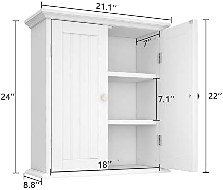 ChooChoo Bathroom Wall Cabinet with 2 Doors, Over The Toilet