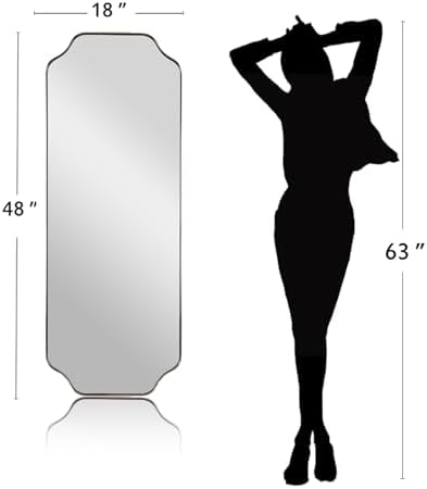 ANDY STAR 18" x 48" Full Length Wall Mirror, Large Brushed Nickel Bathroom Mirror, Modern Full Body Decorative Mirror with Anti-Rust Stainless Steel Frame, Ideal for Bathroom, Bedroom, Living Room